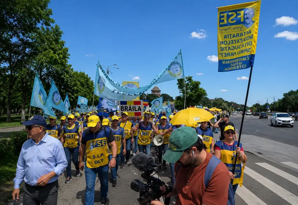 Mii de angajați din Educație, în stradă: PROTEST de amploare față de noua Lege a salarizării