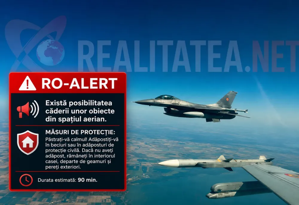 Alertă la graniță. Nou mesaj RO-Alert în nordul județului Tulcea. MApN a ridicat de la sol două avioane F-16